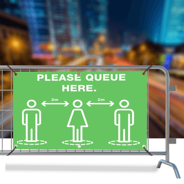Mesh Banner - Please Queue Here