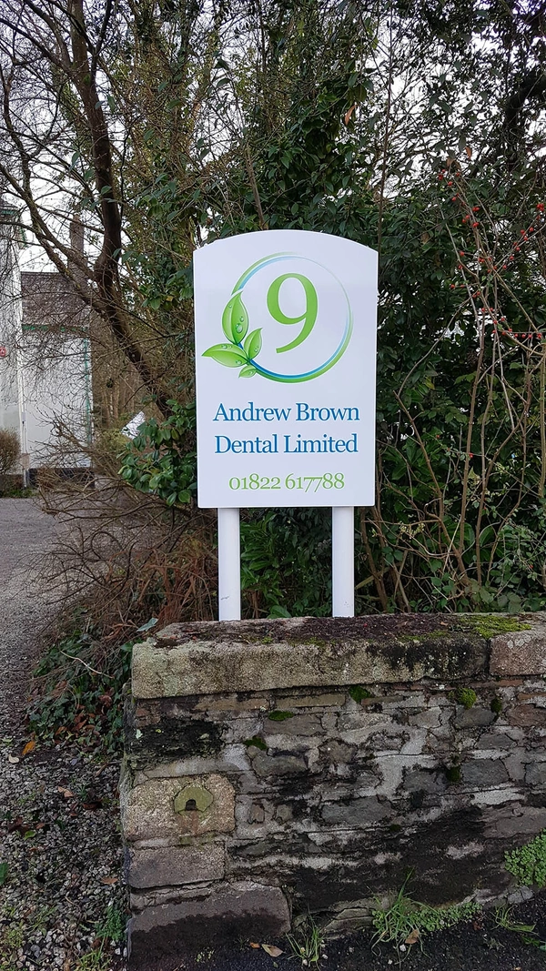 Post and Panel Sign in use